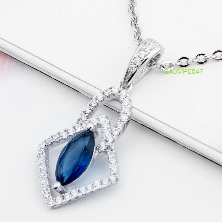 Sevenajewelry Sajmp0047 Retro Marquise Gemstone 18K Rose Gold Filled Solid 925 Sterling Silver Pendants And Charms For Engraving