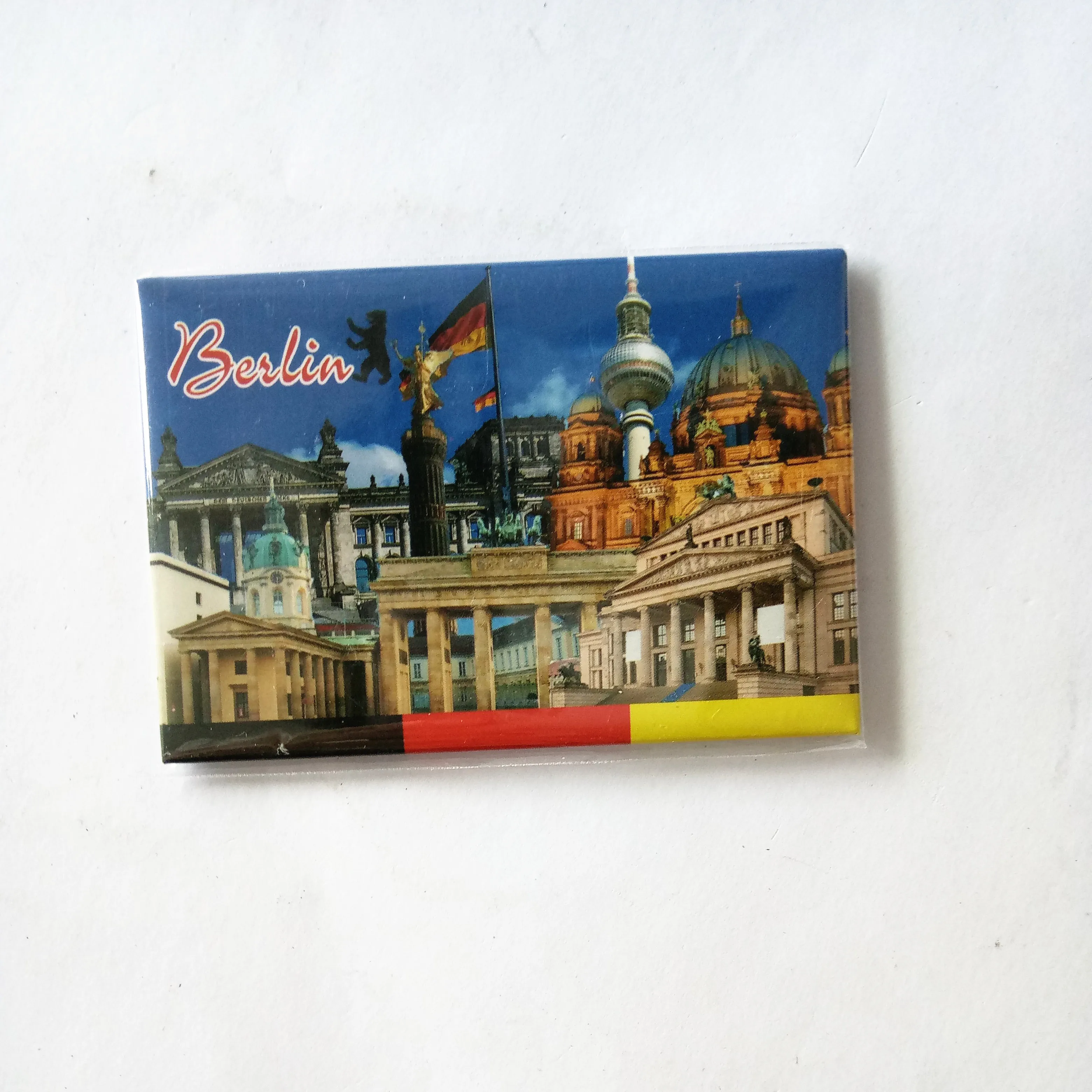 custom printed Berlin paris tin Metal tourist souvenir cities fridge magnet