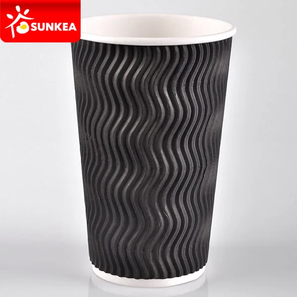 Disposable ripple wall black coffee paper cup