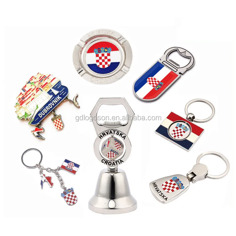 Many Designs Custom Souvenir Croatia Magnets Keychains Ashtray Dinner Bells Croatia Souvenirs