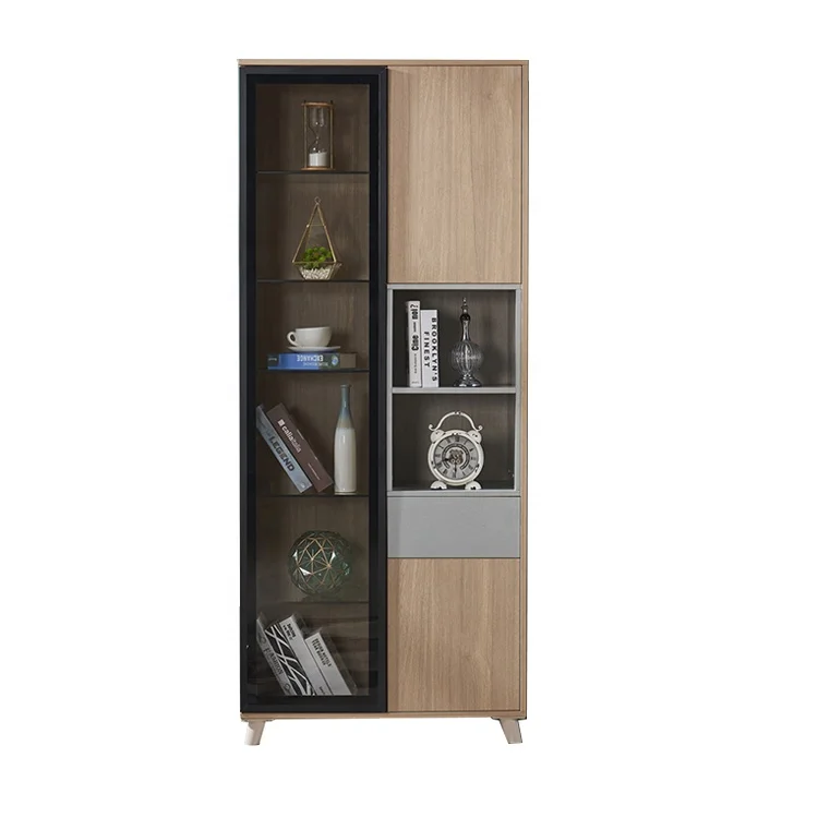 
Simple Style Wood mdf Living Room Display Cabinet With Glass Door 