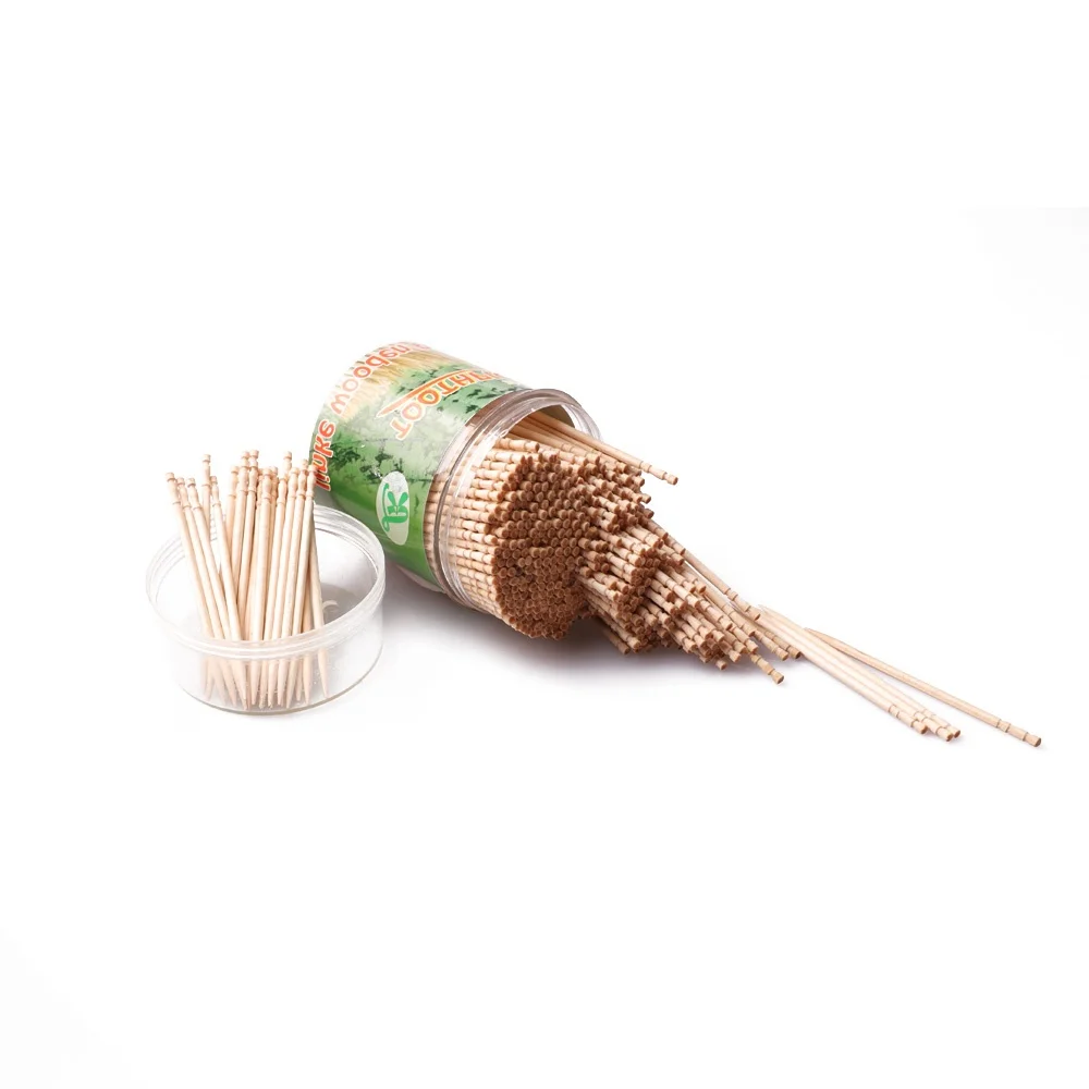 Double Tips Birch Wood Toothpicks With Plastic Cup