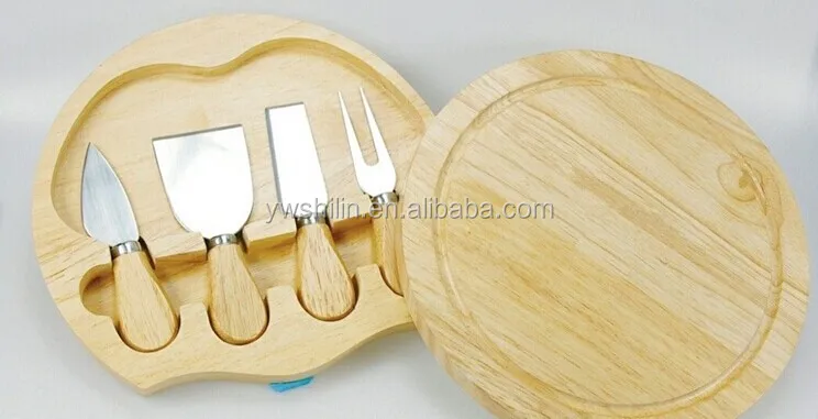 Newest design rotatable wooden cheese board with cheese tools