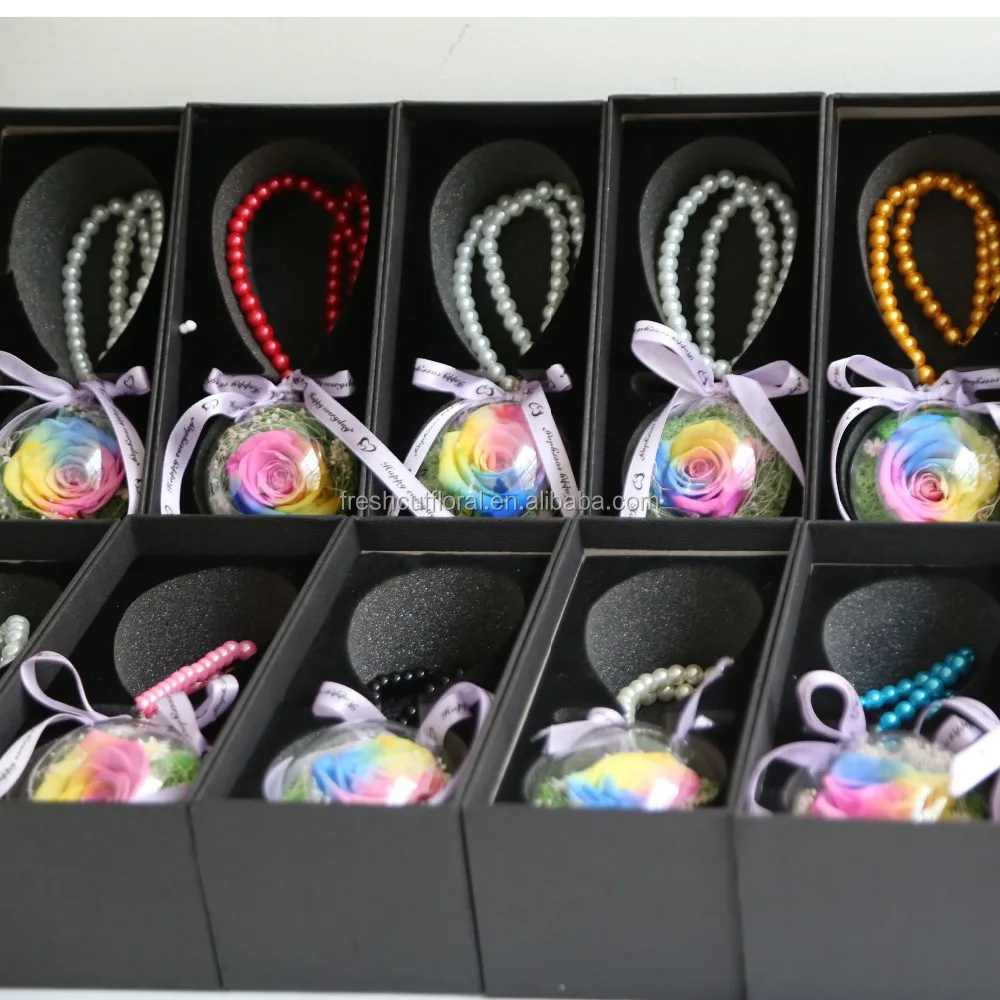 2018 New Product Key Chains Real Natural Preserved Roses In Glass Ball
