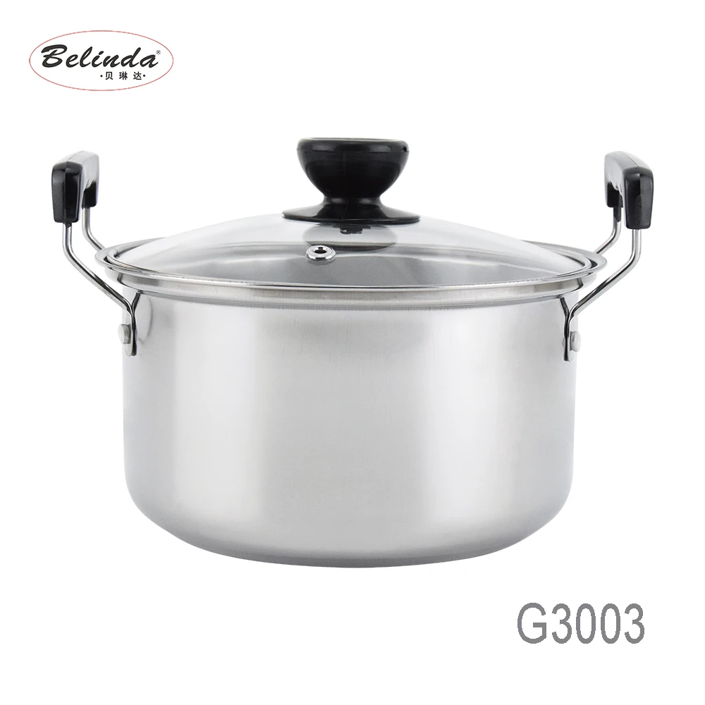 American Style High Pot Kitchen Cooking Metal Stainless Steel Cookware with Glass Lid