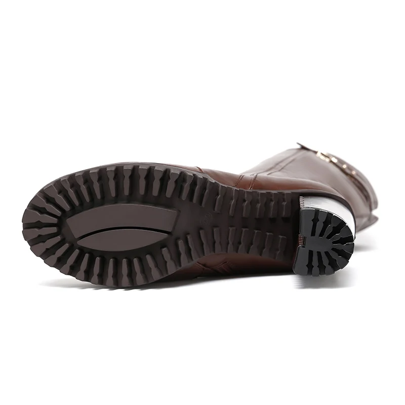 Factory E329 Women Round Toe Platform Shoes Fur Lining High Heel Knee Boots