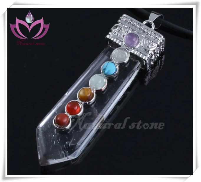 sword shape seven chakra energy point gemstone necklace pendant