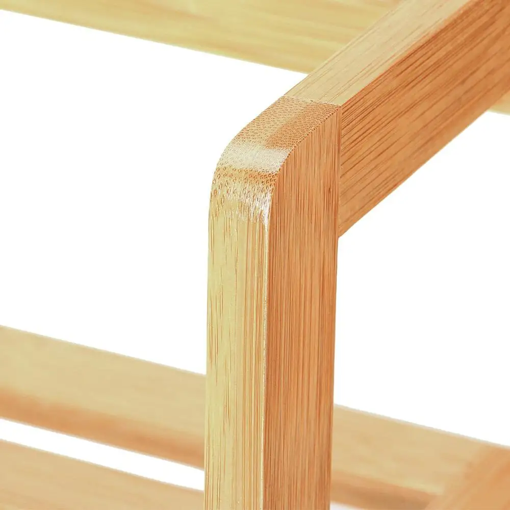 Natural Bamboo 4 Tier Bookcase, Multi-functional Book Shelf Storage Rack Plants Stand Display Shelf