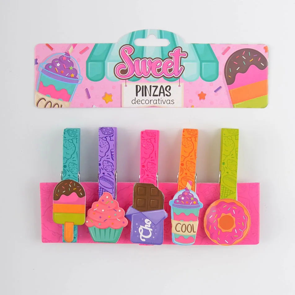 Custom Design Decorative Wooden Doduts Clip Tweezer