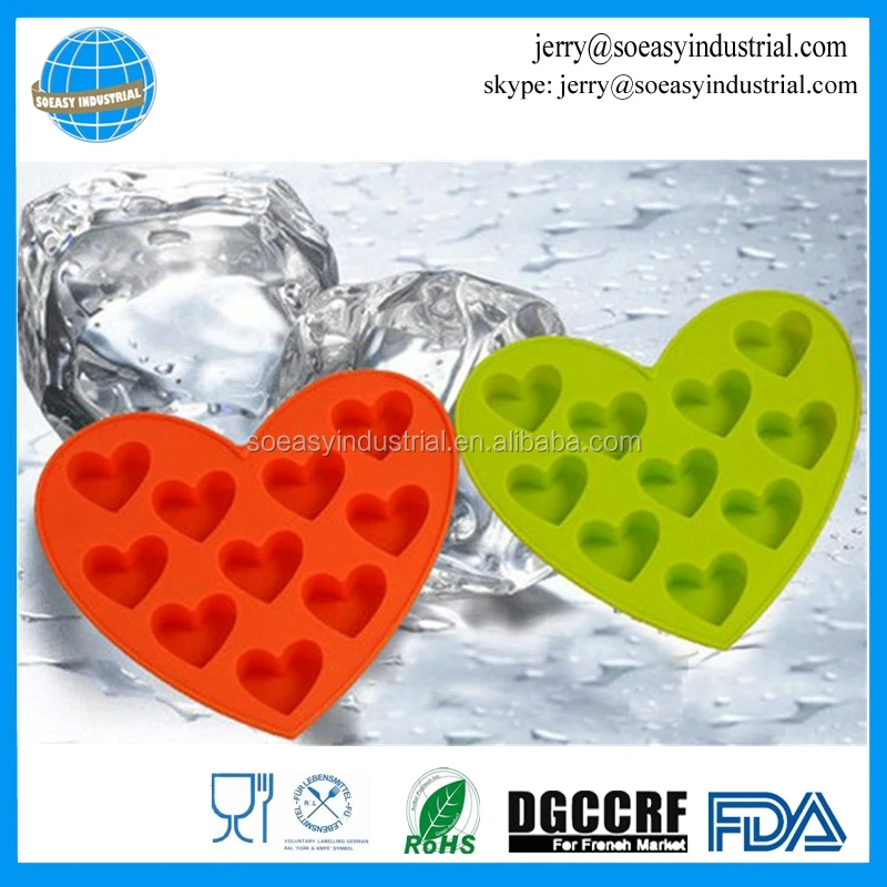 Wholesale heart shape silicone candy chocolate candy soap ice cube tray molds