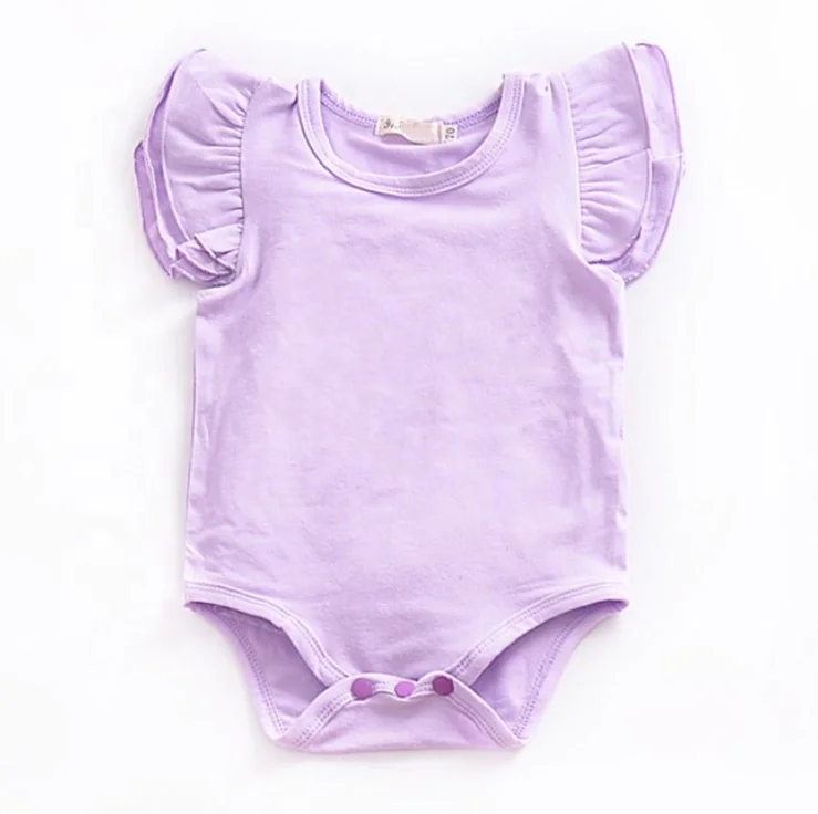 
Hot Selling New born Baby Girls Flutter Ruffle Rompers Onesie Baby Clothes Summer Plain Blank Baby Romper Onesie 
