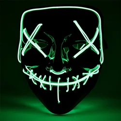 Hot Sell Halloween Carnival Party Rave Masquerade EL Mask Led Light Up Luminous Neon El Wire Mask In Stock