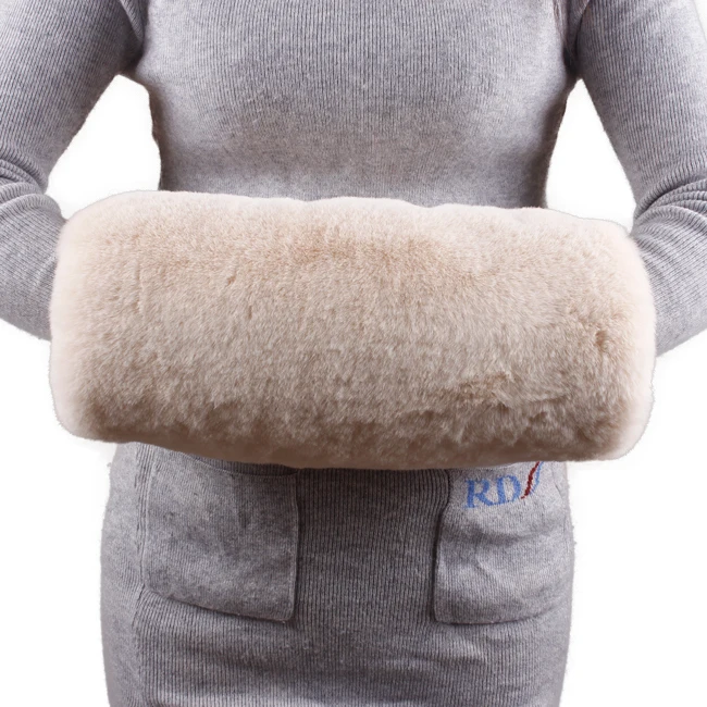 
The Latest Multi Color Oversized Warm Beige Fox Faux Fur Hand Muff 