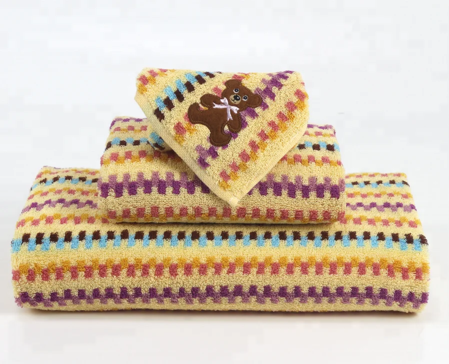 
In Stock china made 100 cotton towels hotel white terry bath towels striped 100% cotton towel 