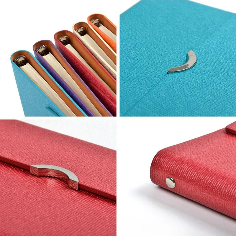 A5 ring binder notebook PU leather hard cover journal colorful  loose-leaf line pages magnetic closure notebook