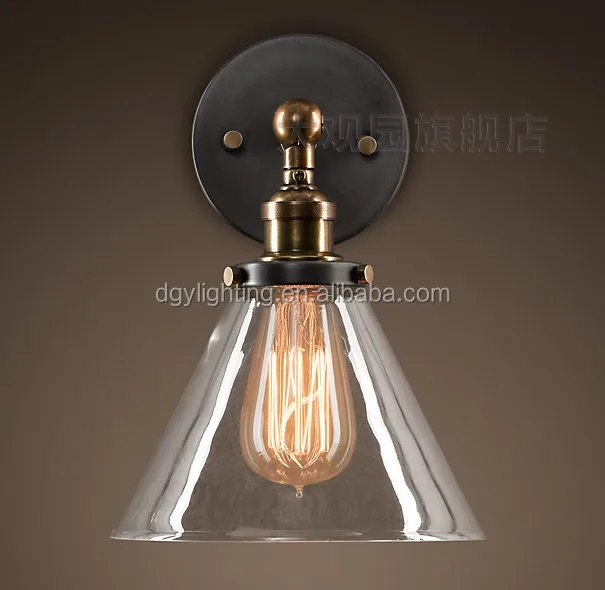 
indoor decorative clear glass lamp shade with edison bulb antique industrial vintage wall lamp 