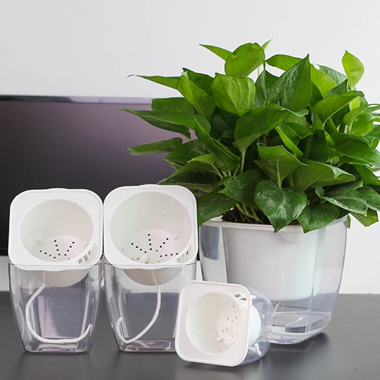 self watering flower pot indoor decorate garden plastic flower pot