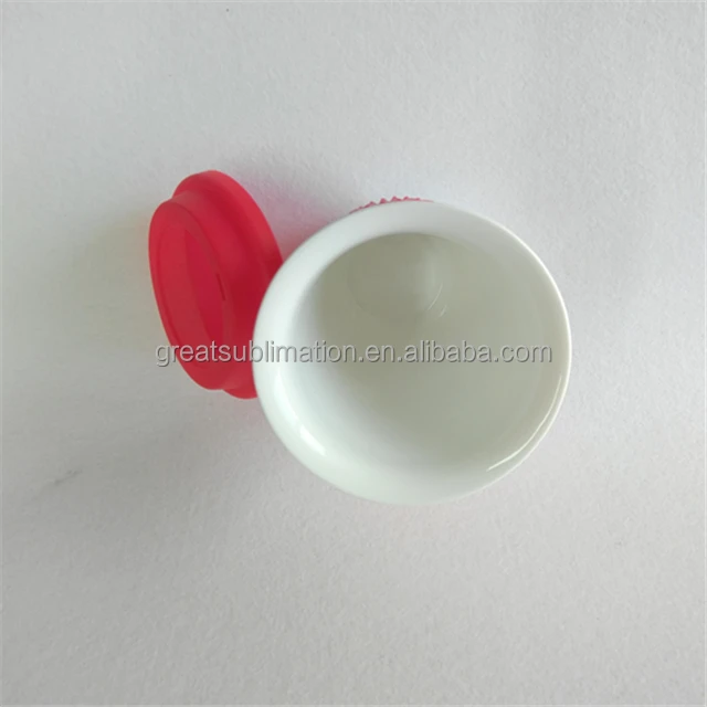 sublimation custom single wall ceramic travel mug with silicone lid,custom mug printing