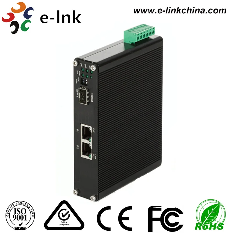 2 портов 10/100/1000 М Industrial media Converter с PoE