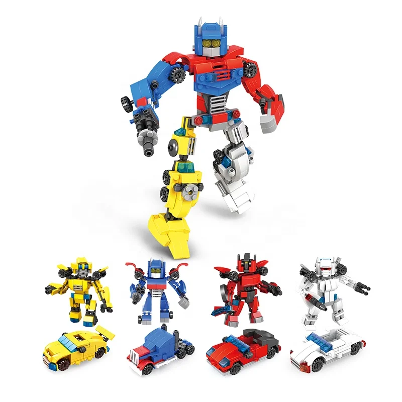 LELE BROTHER Hot Selling STEM 4-in-1Robot Car Transform Blocks Lele Brother Bricks Toy