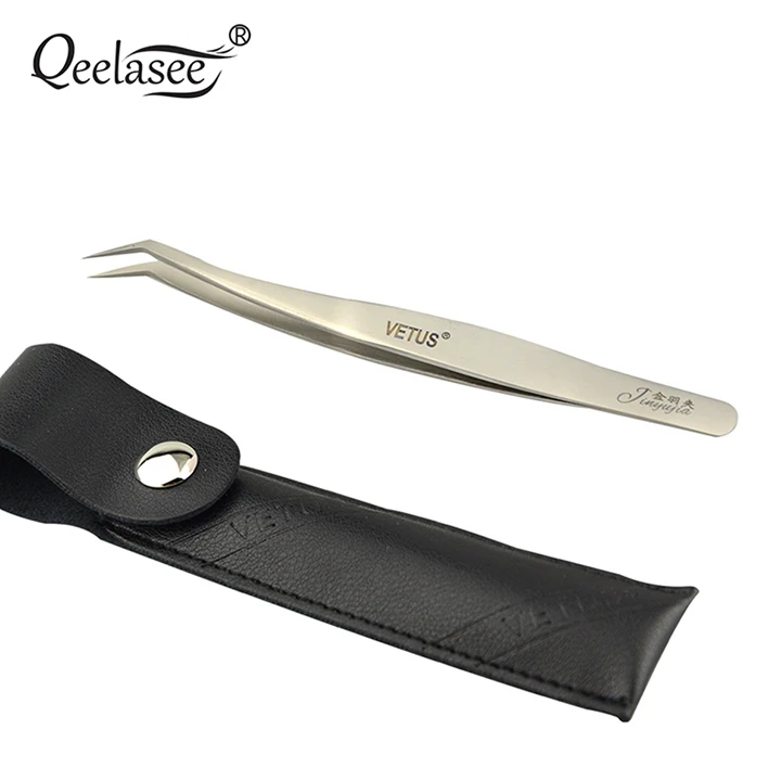 Professional Silver Stainless Steel Eyelash Applicator Eyelash Tweezers Extension Russian Volume Lash Tweezers