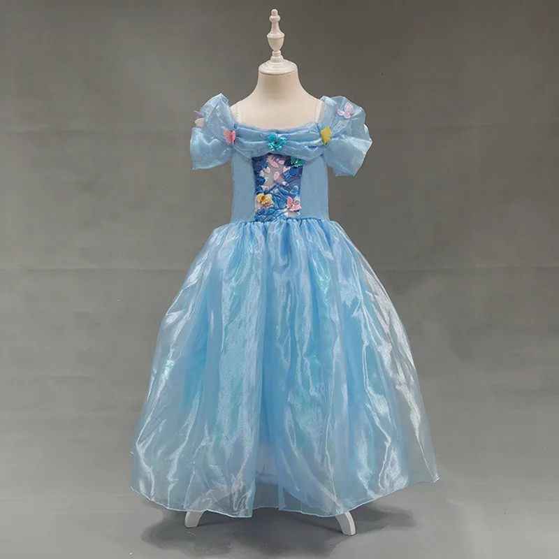 Free Shipping Retail 1pc 2015 New Girls Movie Cosplay Costume Fairy Cinderella Princess font b Dress