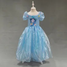 Free Shipping Retail 1pc 2015 New Girls Movie Cosplay Costume Fairy Cinderella Princess font b Dress