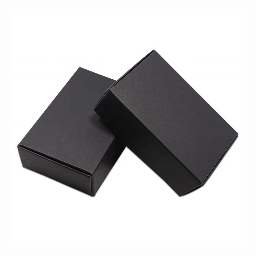 Various Sizes Black Cardboard Paper Boxes Blank Kraft Paper Packaging Box for Soap