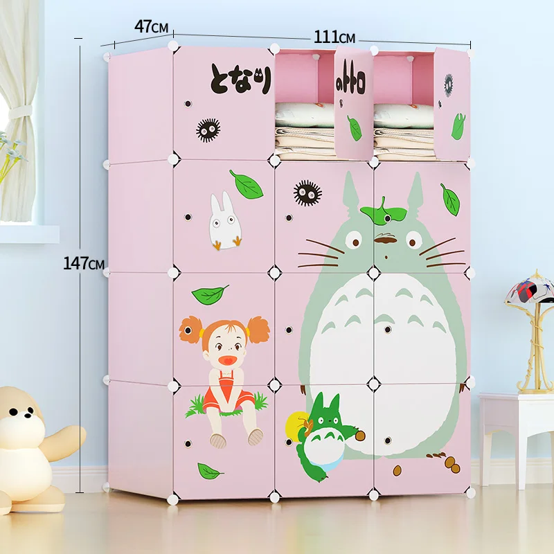 Детский гардероб с мультяшным рисунком «сделай сам», подвесной гардероб для детской одежды, самосборка, простой шкаф для спальни, коробка для хранения