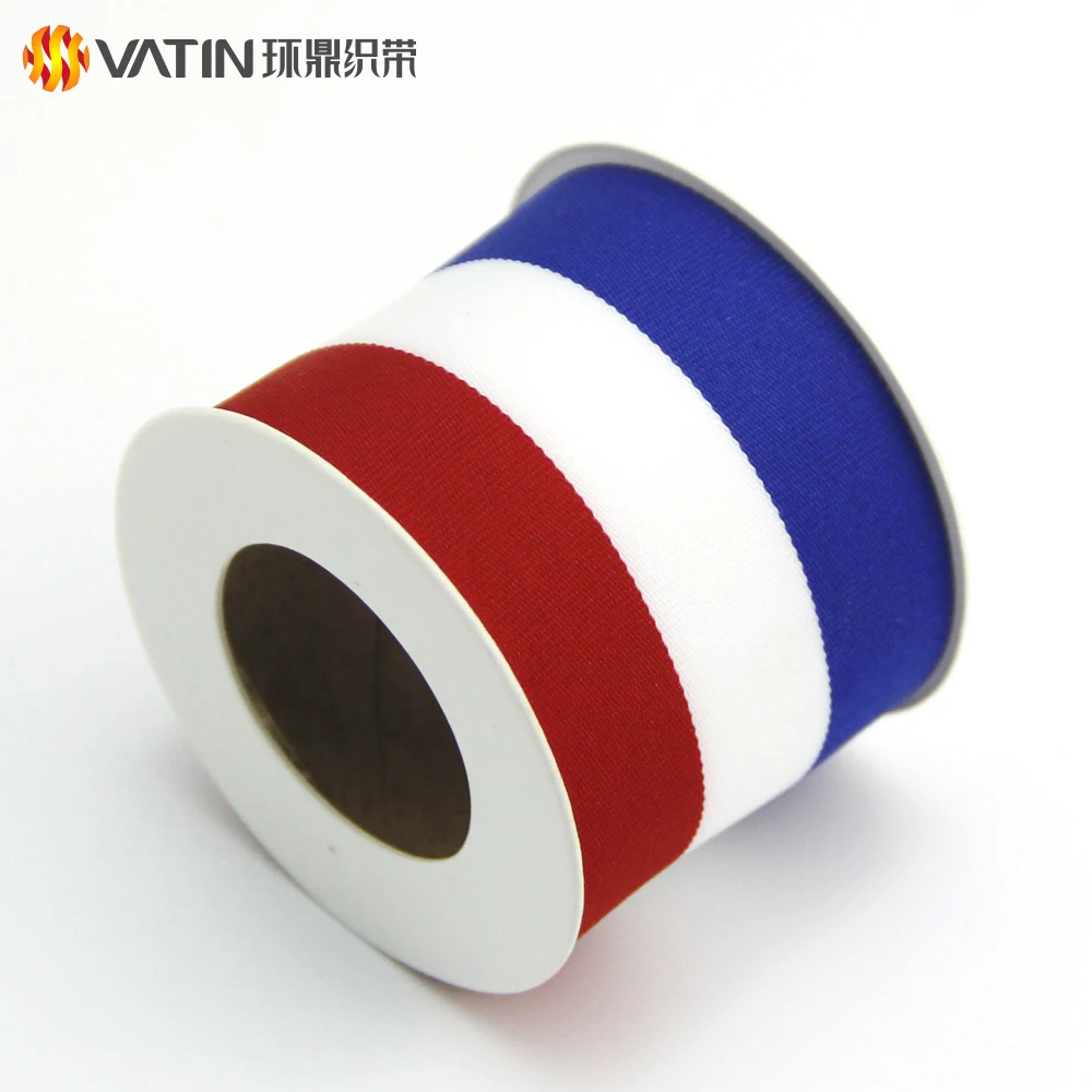 Luxury New Design Red White and Blue Striped Flag Grosgrain Ribbon for 2018 Football World Russia Cup
