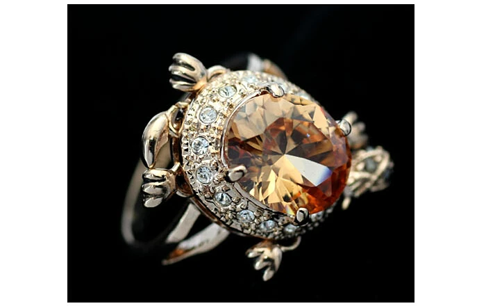 Gold gemstone tortoise finger ring golden noble topaz gemstone tortoise ring 2016