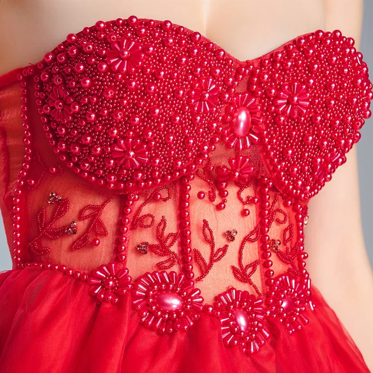 sexy red silk maxi beaded mermaid prom wedding dress