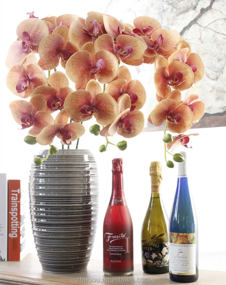 Hot sell High Quality 3D Print Real Touch Silk Orchid Artificial Flowers Phalaenopsis Orchids Flower for Wedding Home Decoration