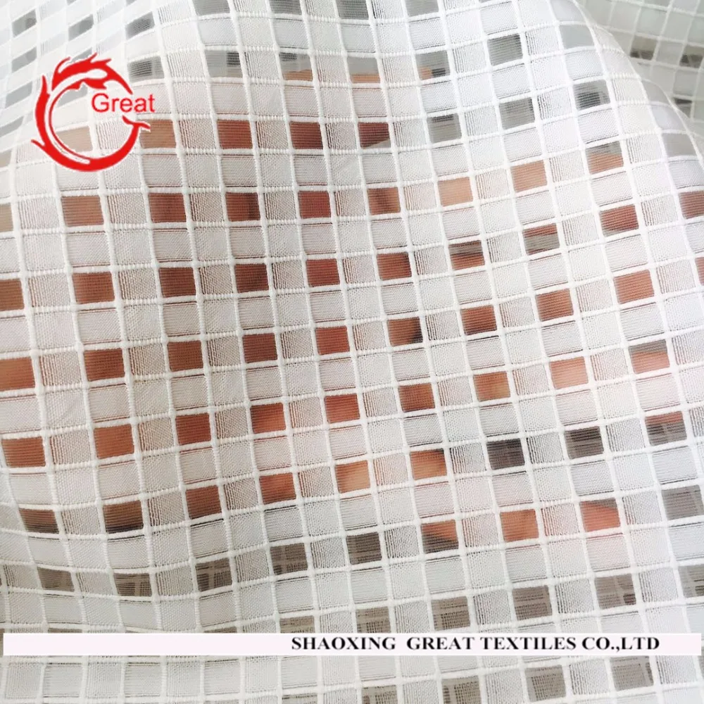 fashion design lace fabric small check organza fabric for women dresses