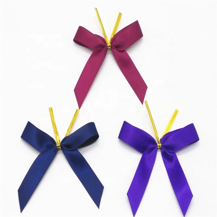 Wholesale Custom Pretied Packing Ribbon Bows With Twist Tie