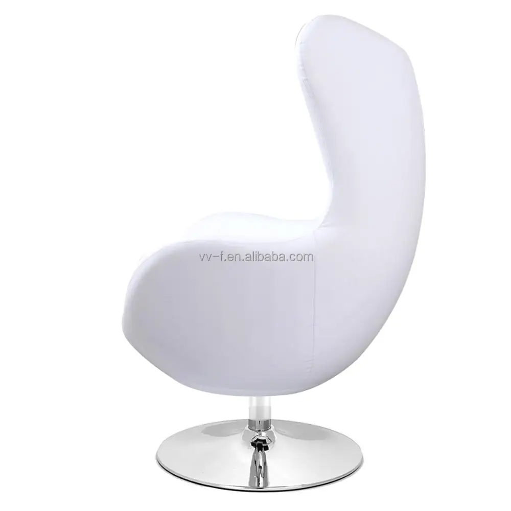 Простой дизайн, бело-золотистый кожаный вращающийся стул в форме яйца