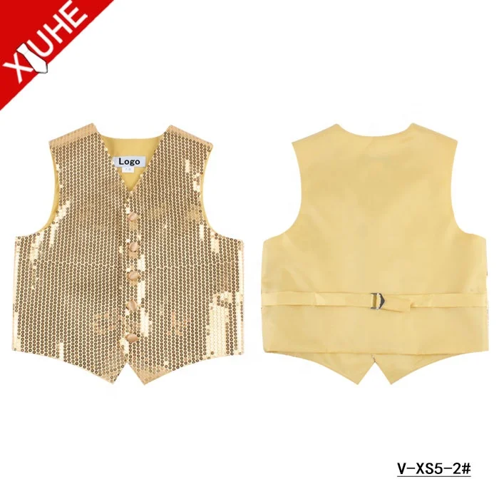 Chinese Supplier Colorful Dance Unisex Vest Party Dress Sequin Children Waistcoat for Men