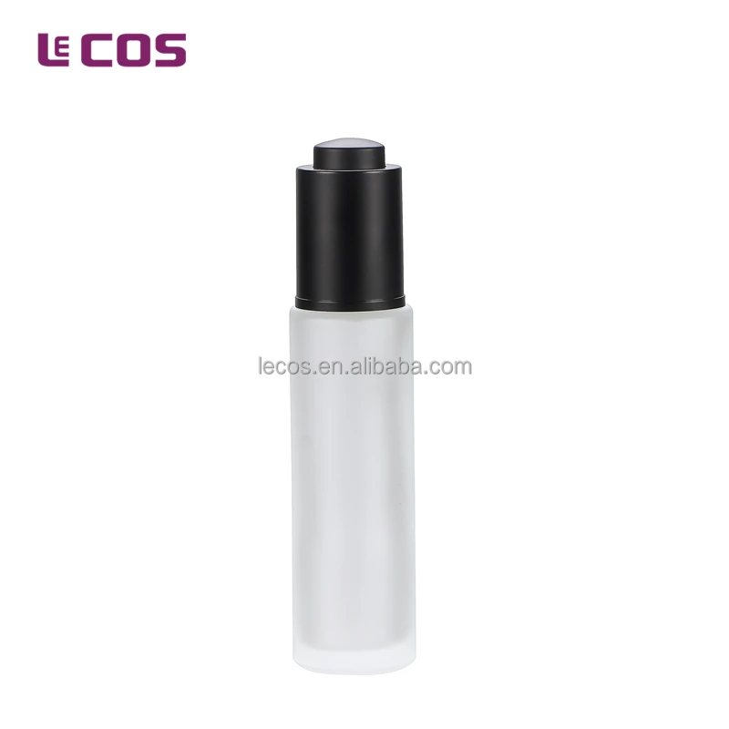 30ml Frosted Glass Bottle With Black Matt Pump Dropper