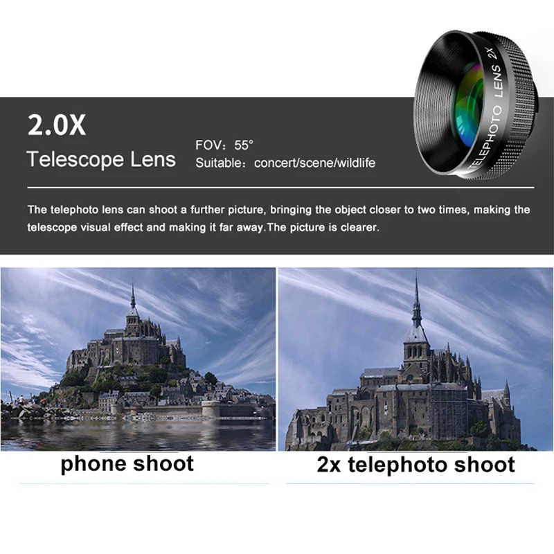 Профессиональный объектив LIGINN для камеры 2x телефото зум-объектив 70 мм Объективы для мобильного телефона для iphone 6s