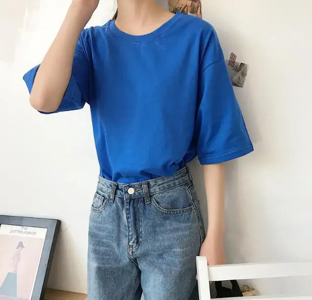 2020 high streetwear women 100%cotton summer plain dyed purple colorful t shirt custom oversize blank t shirts in bulk wholesale