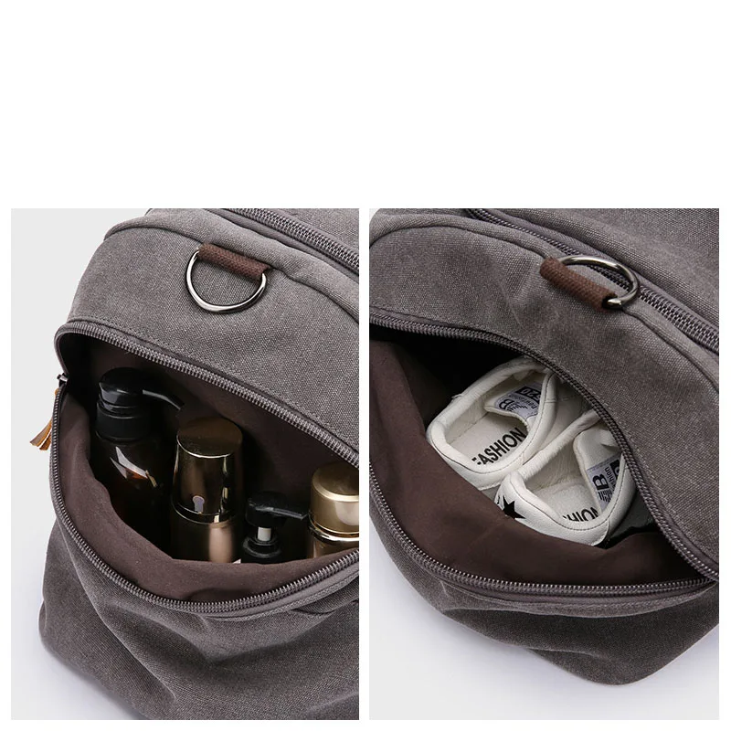 Aosheng Wholesale New Large Popular Portable Men Black Canvas Weekend Bag Luggage Duffle