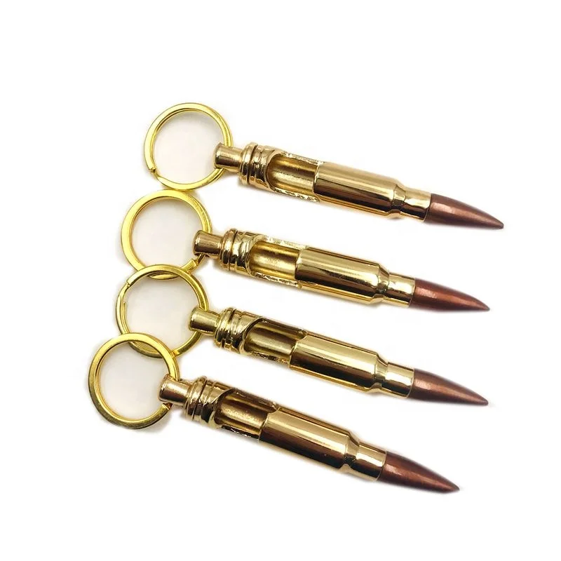 Hot sale metal bullet shape custom metal bottle opener keychain