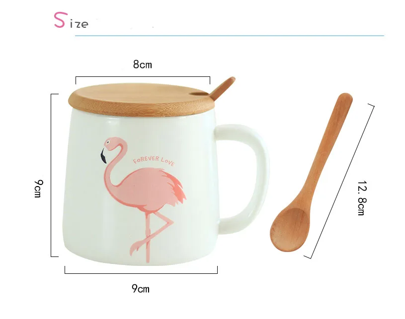 
Flamingo Mug Fire Bird Tableware Series Powder Ceramics Glass With Cover Spoon Coffee Marc Milk Cup Wholesale 