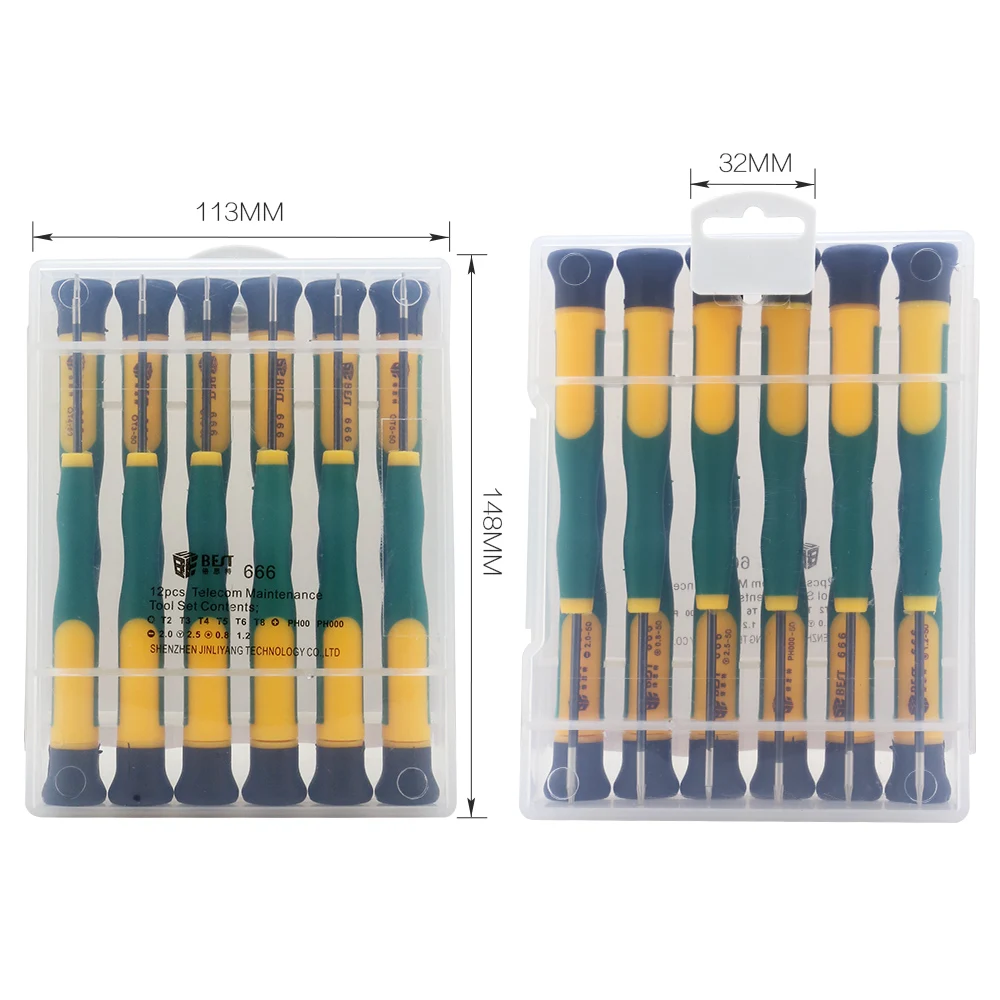 BEST 666 Hand Tool 12 in 1 Phillips Torx Pentalobe Y Type Electronic Precision Magnetic Cell Phone Repair Screwdriver Set