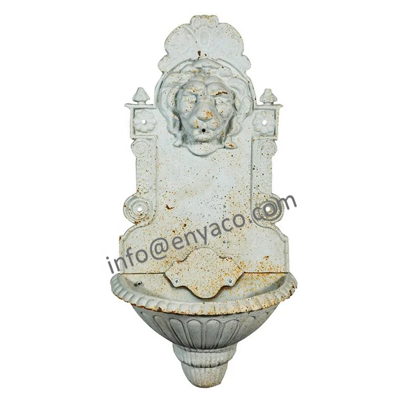 Antique Patio Classic Lion Head Iron Metal Water Waterfall Wall Mount Fountain with Nozzles Garden Fountain Wall Outdoor