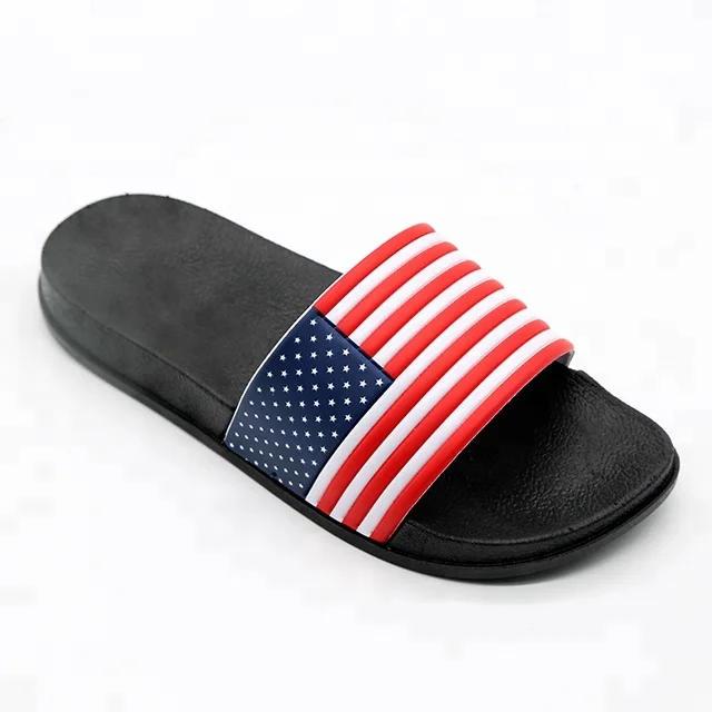 
Custom Logo Blue Flag Color PVC PCU Slide Sandals Slipper 