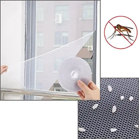 DIY Self-adhesive Window Screen Netting Mesh Curtain With Hook And Sticky Tape Fitted to Multiple Windows