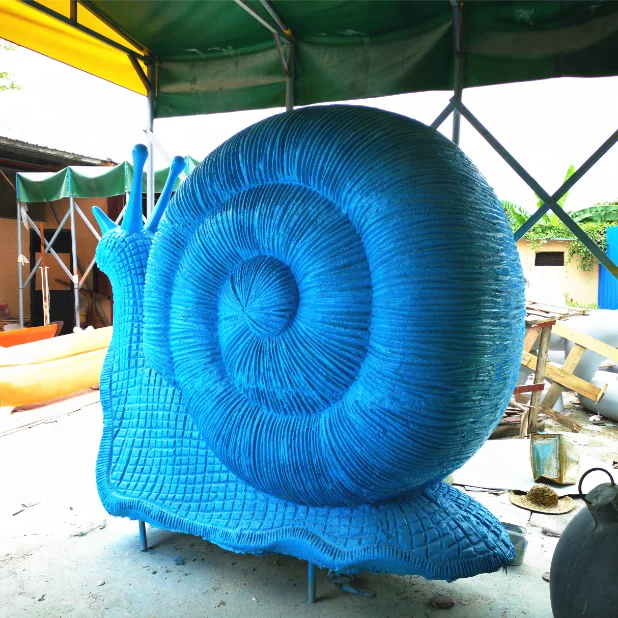 high quality giant green and blue snail fiberglass cartoon statue for sale