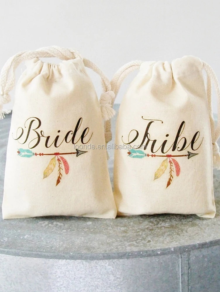 
Custom bride tribe tote bag cotton packaging drawstring bag 