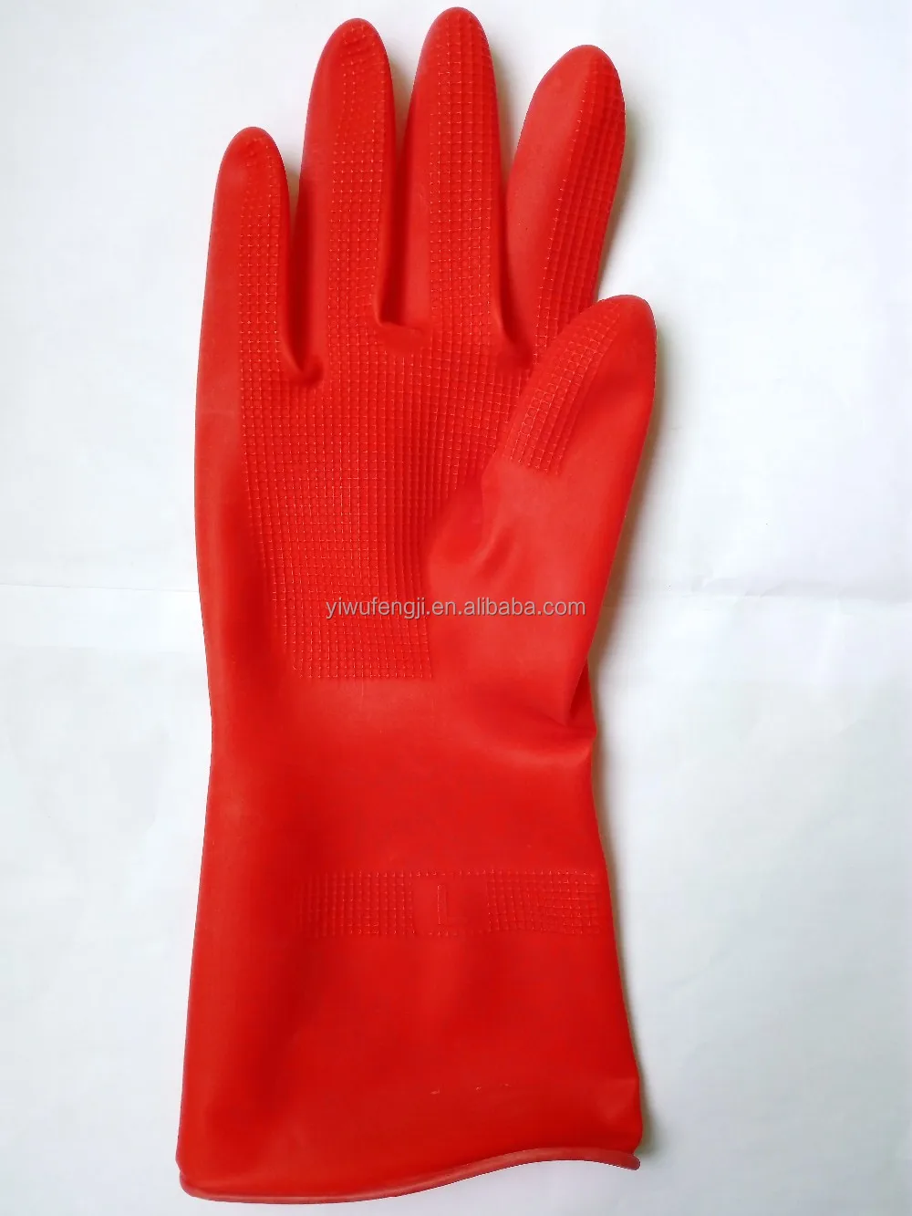 Red rubber latex gloves / household cleaning gloves supplier